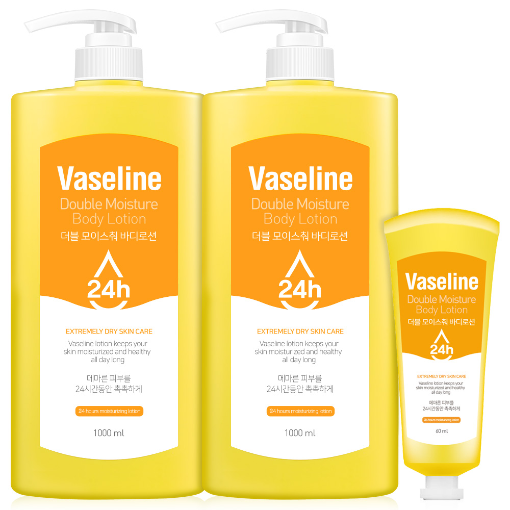 2+1 바세린 바디로션 대용량 1000ml 2개+60ml 데일리 고보습 보습제 살냄새