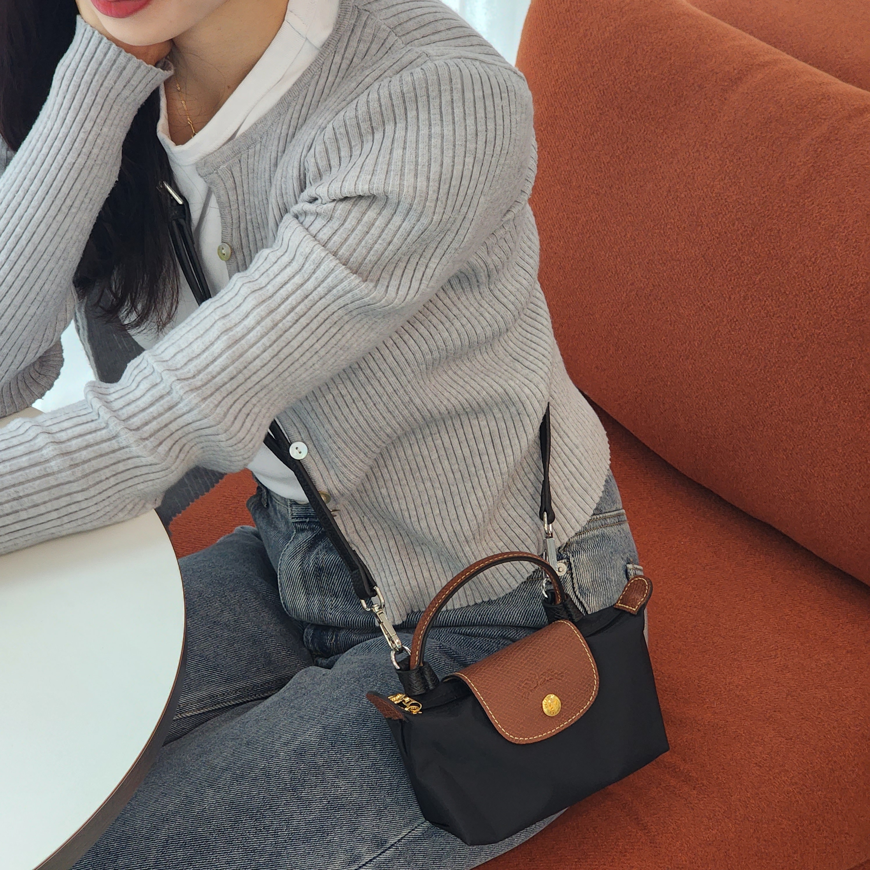 (이너백무료)도시백 롱샴 르 플리아쥬 호환 미니 파우치백 리폼 가방끈 스트랩 크로스끈