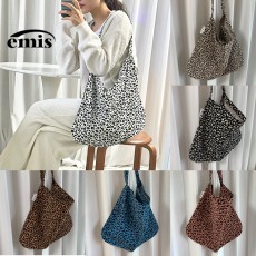 당일발송 이미스 emis 에코백 레오파드 코듀로이 연예인 가방 호피에코백