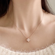 14k 18k 큐빅 클로버 명품 레이어드 데일리 목걸이 펜던트