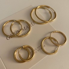 14k 18k 볼드 파이프 원터치 골드 링귀걸이