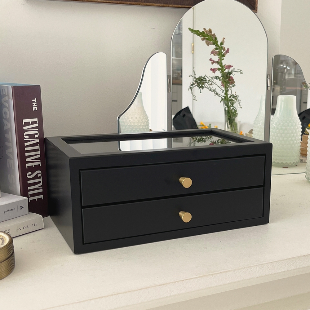 원목 보석함 악세사리보관함 귀걸이 목걸이 반지 정리함 주얼리박스 케이스 2단