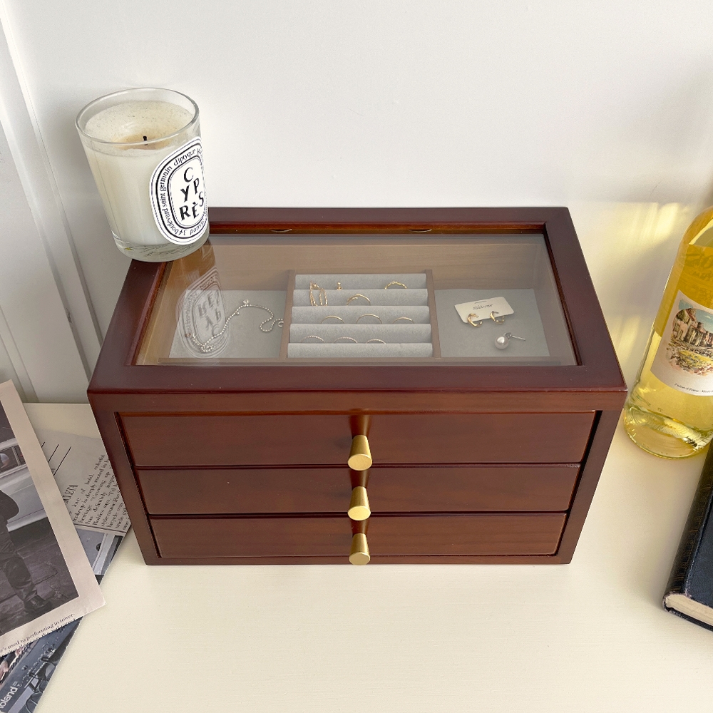 원목 보석함 악세사리보관함 귀걸이 목걸이 반지 정리함 주얼리박스 케이스 2단