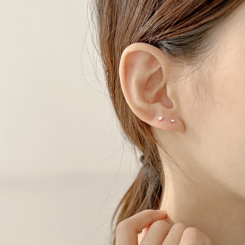 [] 14k 기본 큐빅 귀걸이