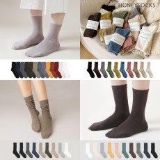 국산 면 양말 무지 세트 무압박 임산부 장목 긴 골지 기본 학생 흰 검정 10켤레