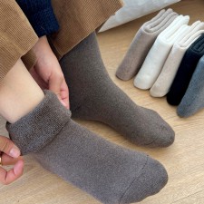 국산 따뜻한 통파일 기모 양말 무지 두꺼운 쿠션 방한 겨울양말