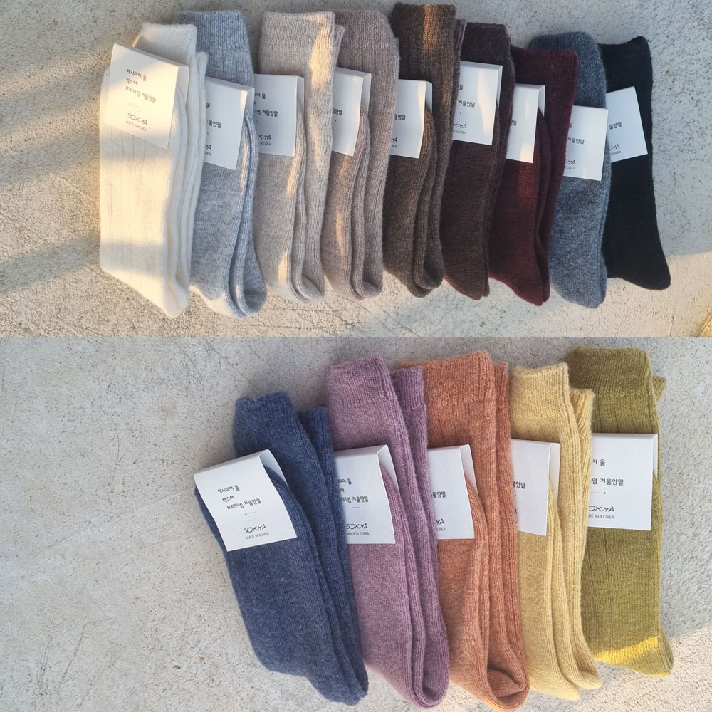 울 캐시미어 골지 긴목 니트 롱 부드럽고 따뜻한 프리미엄 겨울 양말