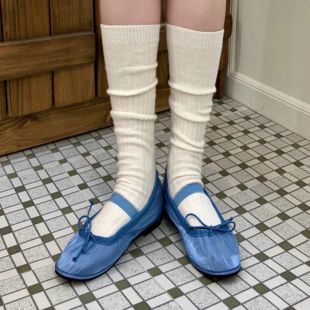 캐시미어 니삭스 골지 울 롱 니트 양말 겨울 레그워머 레인부츠 삭스