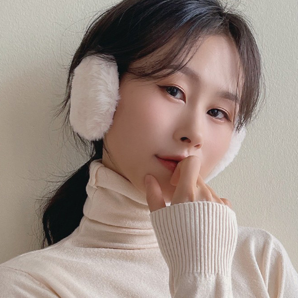 토끼털 끈없는 귀마개 방한 귀도리 똑딱이 귀덮개 겨울