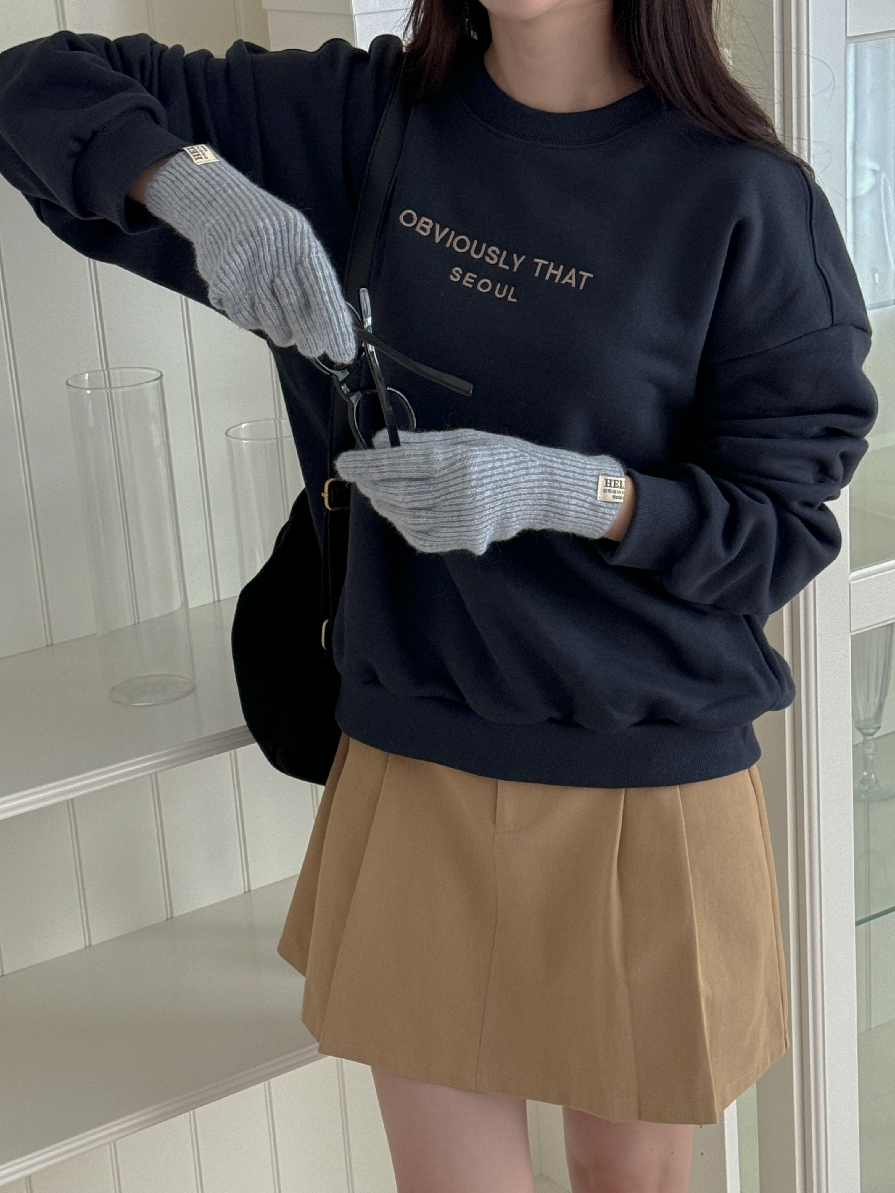 울 니트 장갑 남녀공용 스마트 폰 터치 커플 방한 겨울 롱