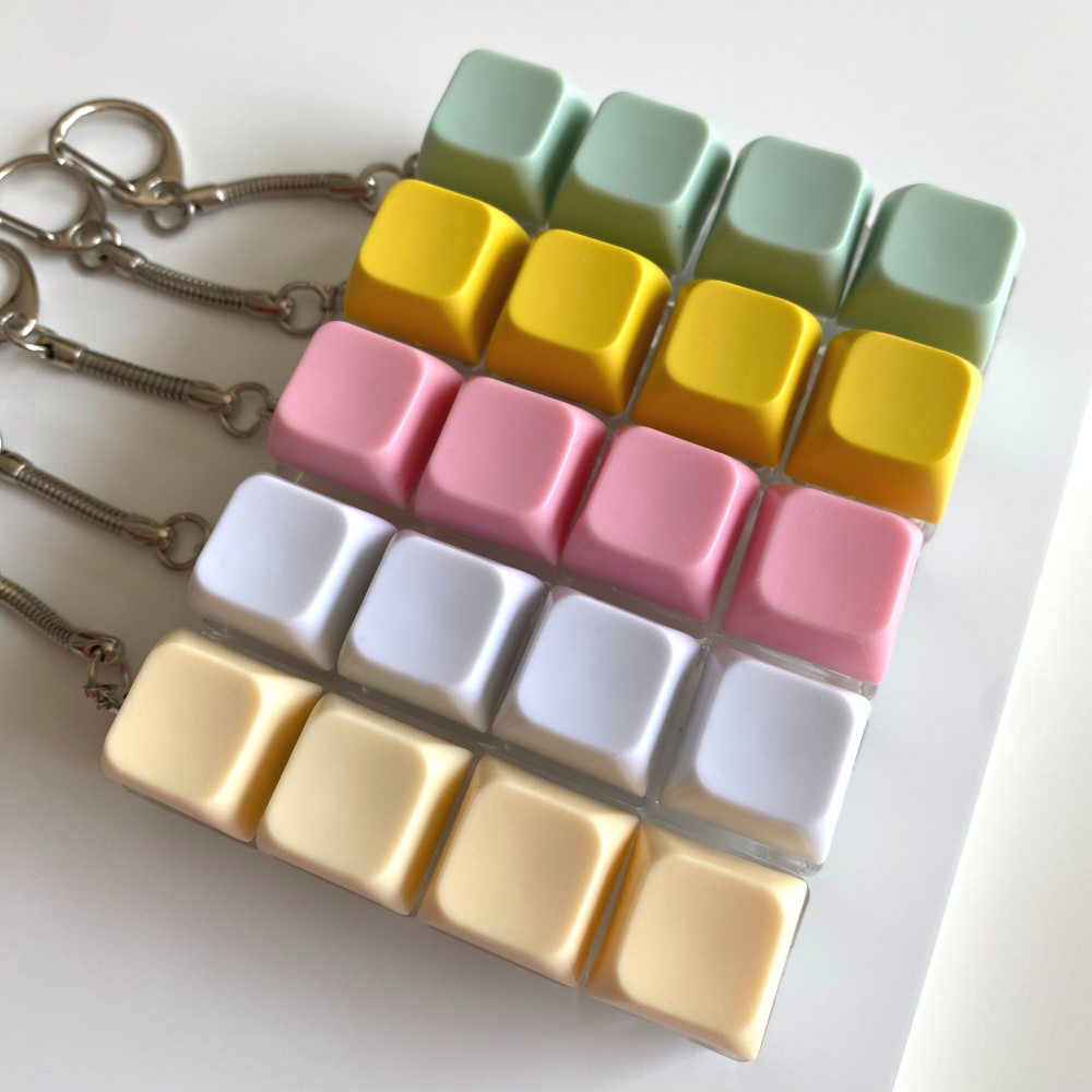 키보드키링 키캡키링 기계식 딸깍이 청축 키홀더 4구 스위치 하트 열쇠고리