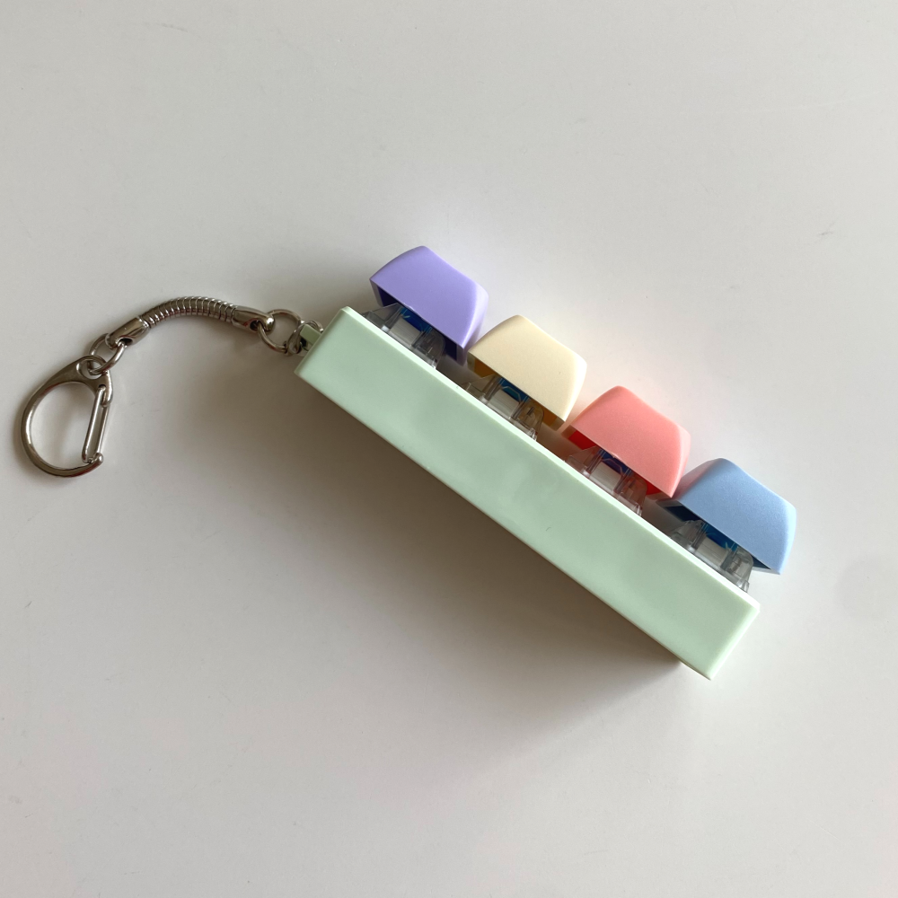 키보드키링 키캡키링 기계식 딸깍이 청축 키홀더 4구 스위치 하트 열쇠고리