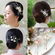 웨딩 헤어핀 빗핀 악세사리 혼주 올림머리 한복 뒤꽂이 비녀 머리장식