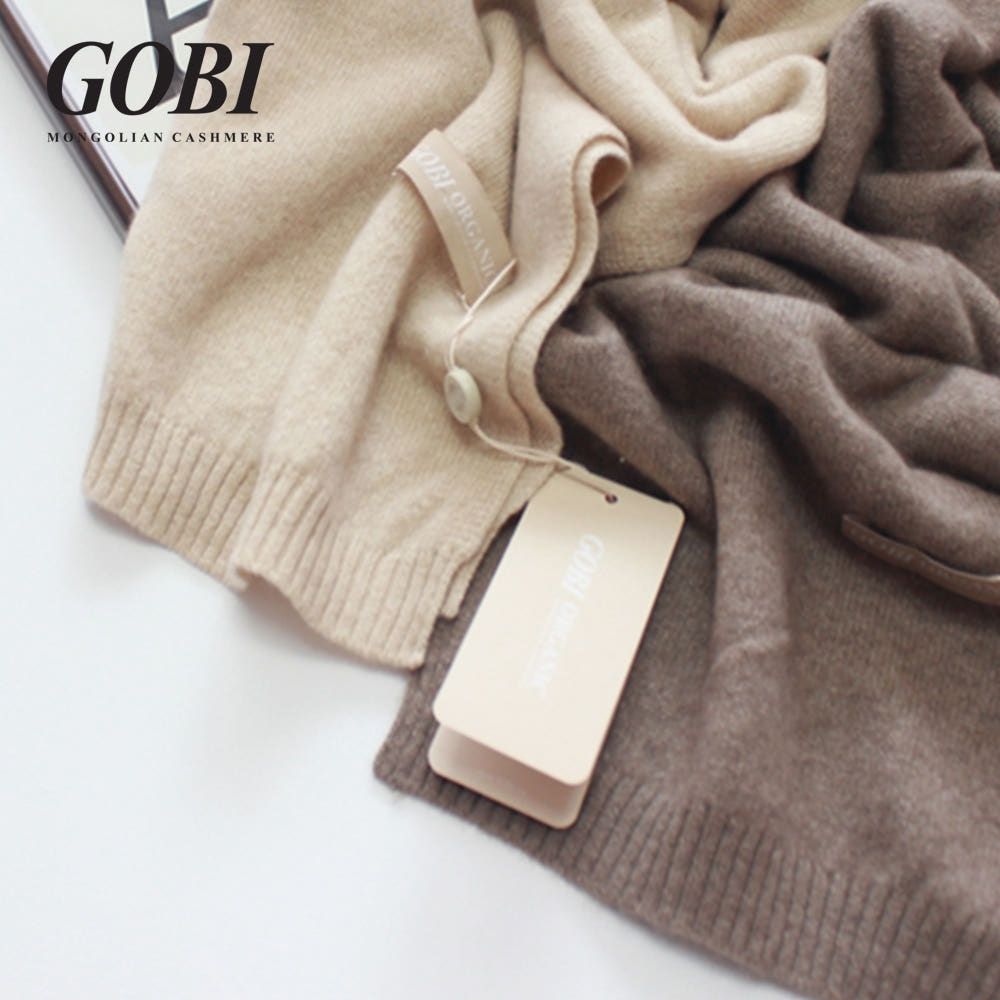 GOBI 고비캐시미어 오가닉 플레인 니트머플러/밑단시보리 몽골 캐시미어100