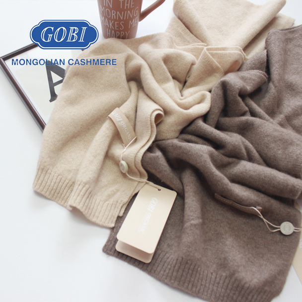 GOBI 고비캐시미어 오가닉 플레인 니트머플러/밑단시보리 몽골 캐시미어100