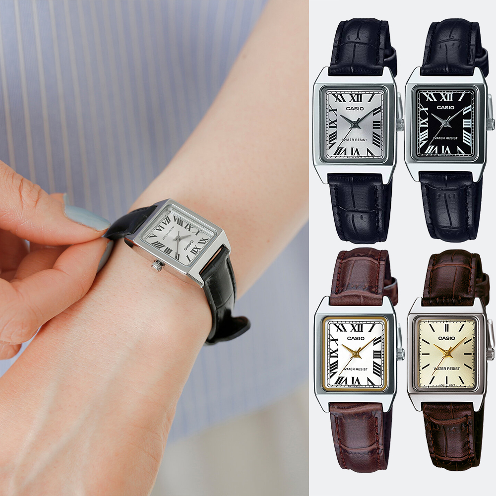 카시오 여자 빈티지 로마자 사각 가죽 손목시계 LTP-V007L 7E2 7B1 9B 7B2