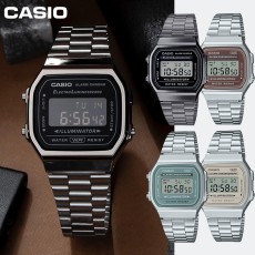 카시오 빈티지 블랙 크롬 메탈시계 A168WGG A168WA 1B 1A 레트로 사각 전자