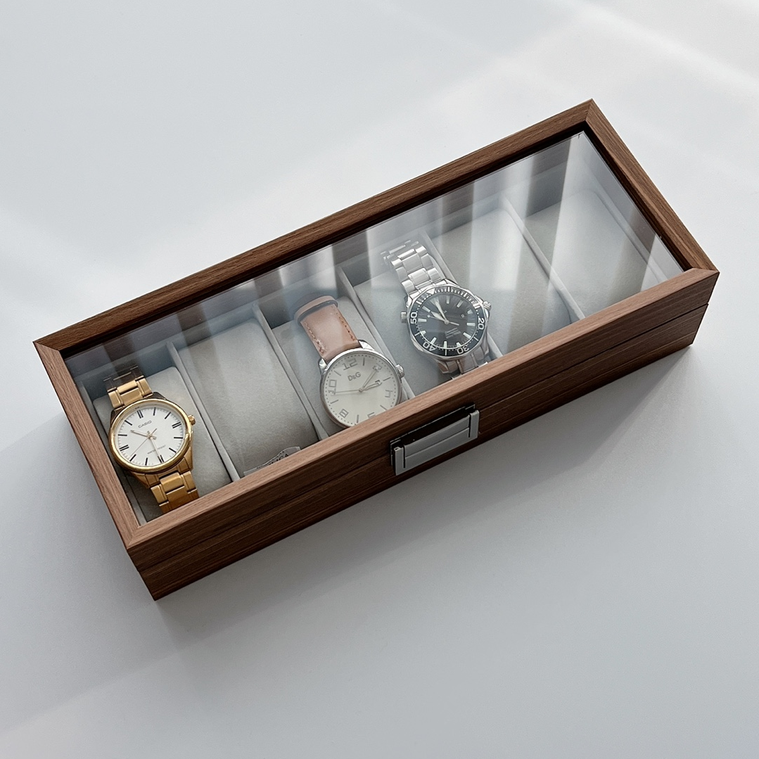 우드 시계 보관함 정리함 케이스 6구 나무 원목 패턴 시계함