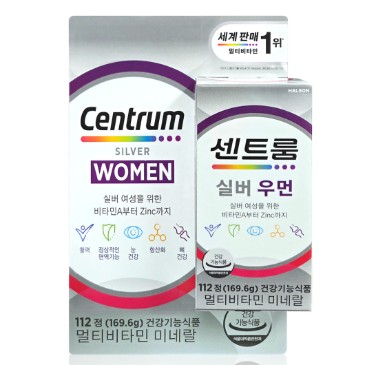 센트룸 실버 포 우먼 종합 멀티 비타민 영양제 112정 비타민B12 대용량