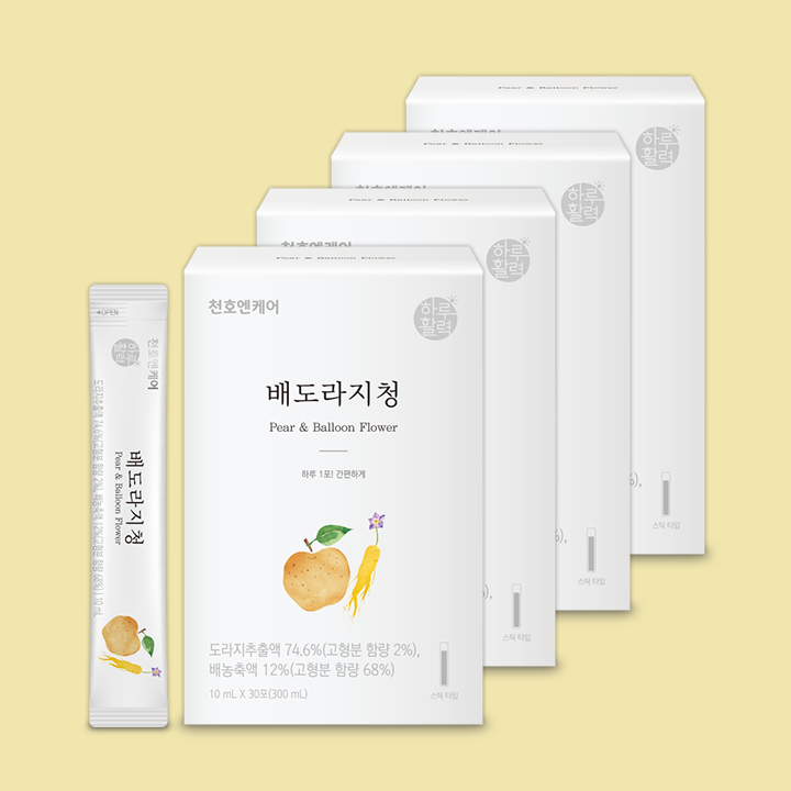 천호엔케어 국산 생 도라지 약도라지 배도라지청 스틱 30포 X 4박스