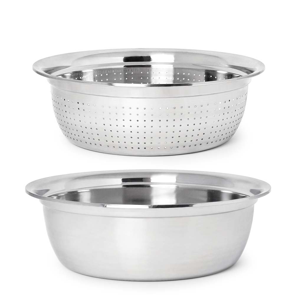 대형 스텐 다라이 2종세트 김장 양푼 믹싱볼 타공 대야 A세트