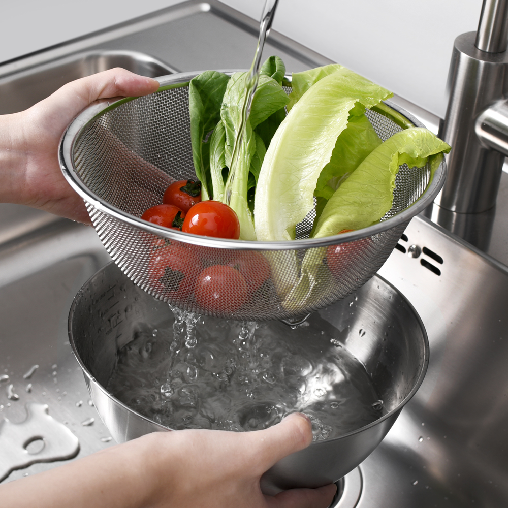 바겐슈타이거 스텐 메쉬앤믹스 22cm / 24cm 메쉬볼+믹싱볼 과일 야채 채망 소쿠리
