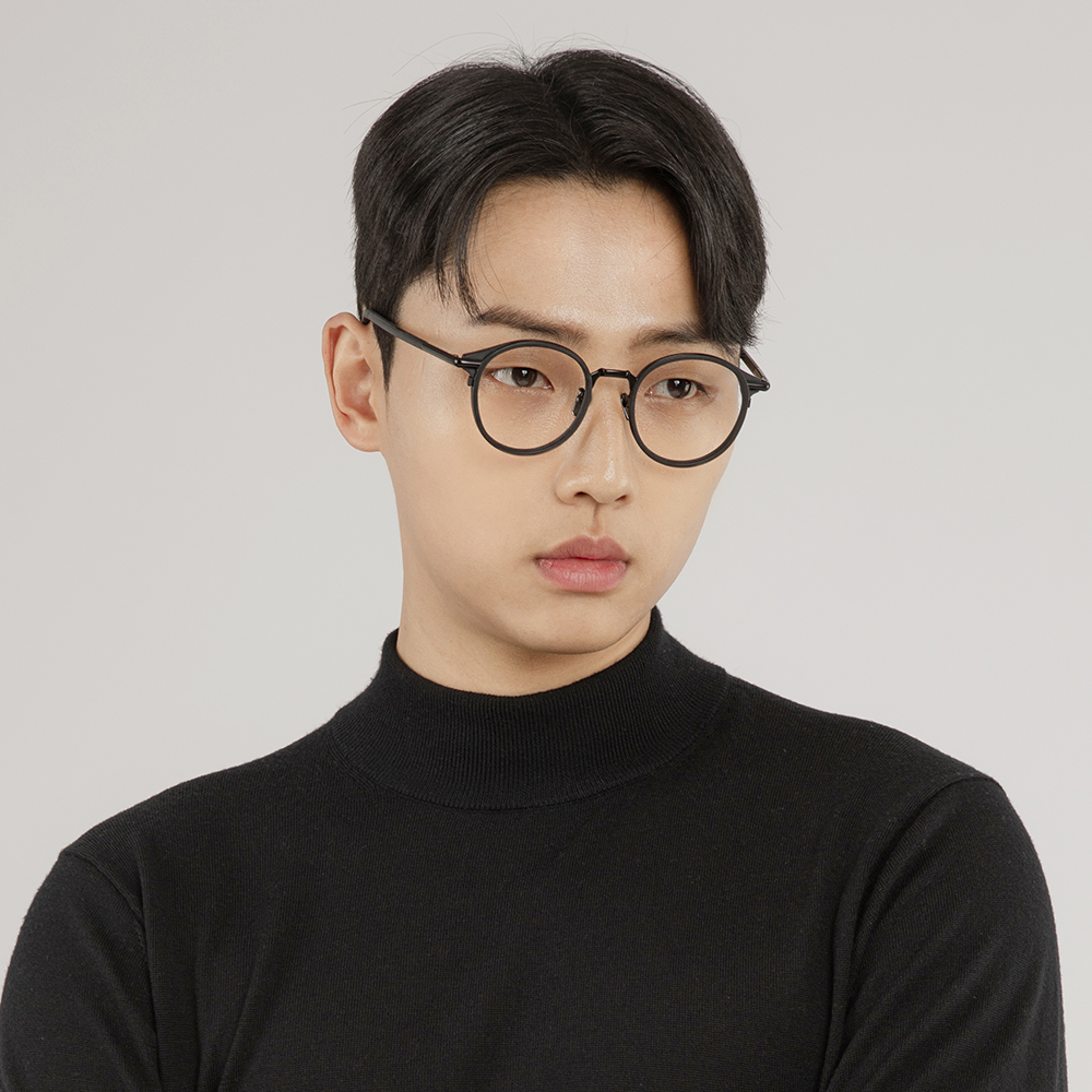 마노모스 안경 조지 블랙에디션 매트블랙 무광 동글이 검정 뿔테안경 여자 남자 블루라이트차단