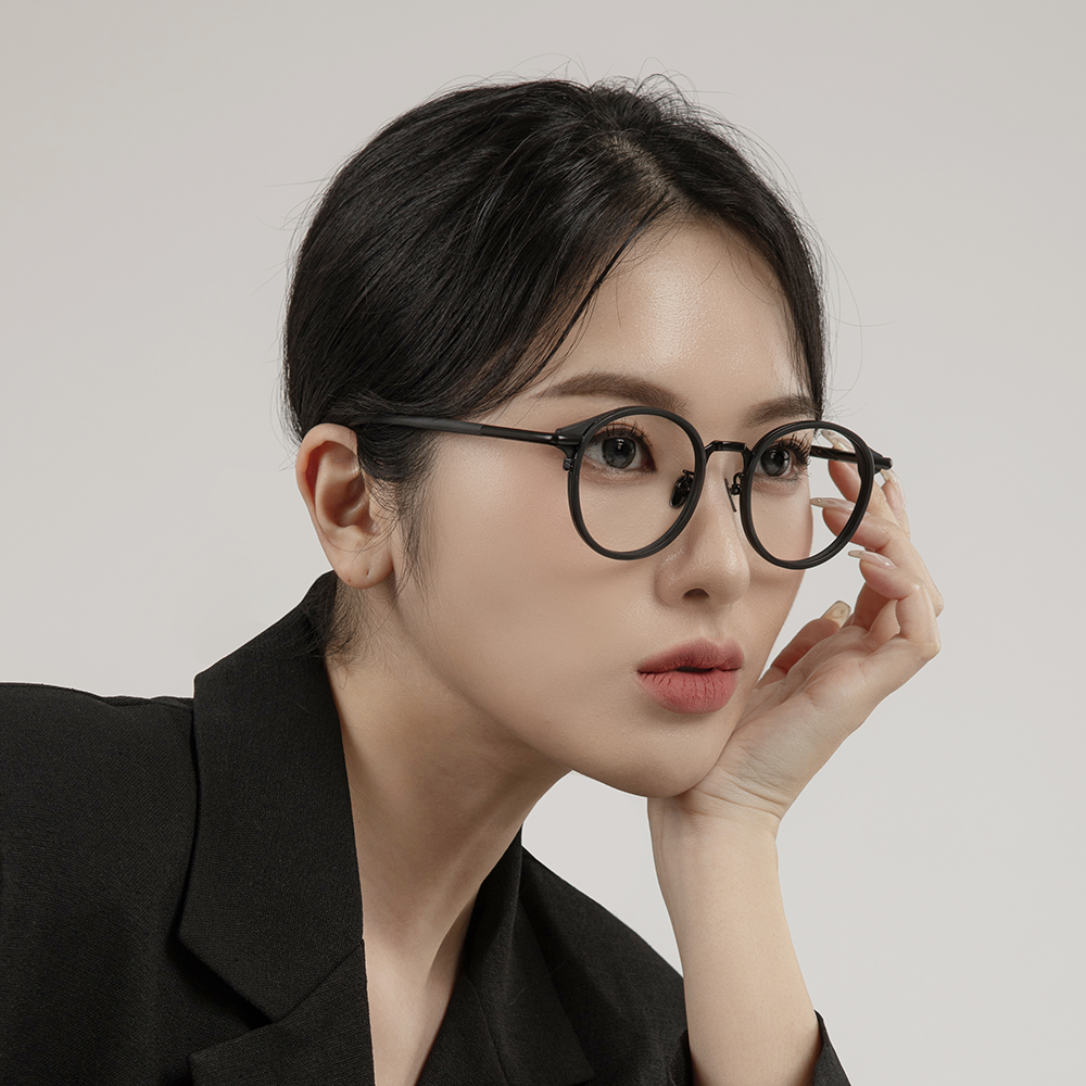 마노모스 안경 조지 블랙에디션 매트블랙 무광 동글이 검정 뿔테안경 여자 남자 블루라이트차단