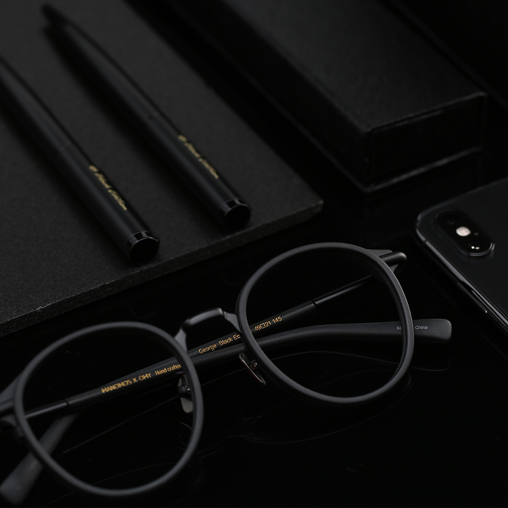 마노모스 안경 조지 블랙에디션 매트블랙 무광 동글이 검정 뿔테안경 여자 남자 블루라이트차단