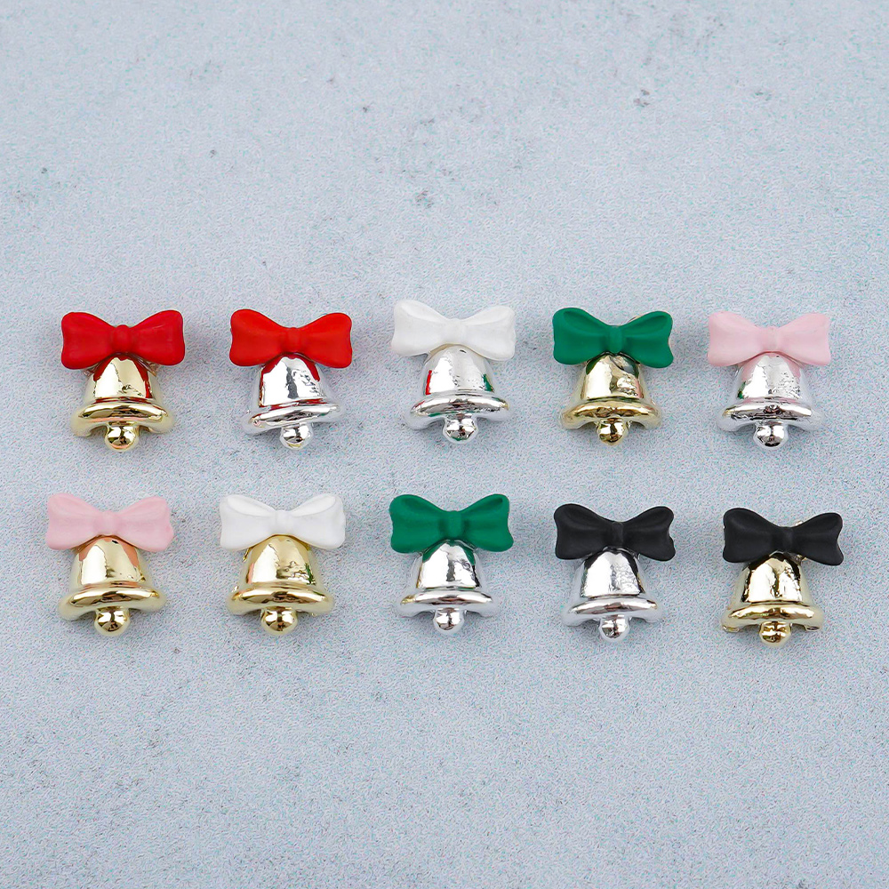 리본 네일파츠 크리스마스 재료 미니 메탈 종 10개입