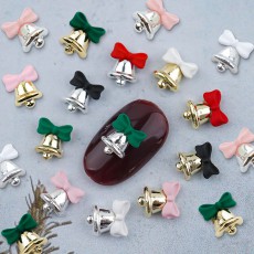 리본 네일파츠 크리스마스 재료 미니 메탈 종 10개입