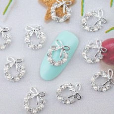 리본 네일파츠 크리스마스 겨울 리스 10개입