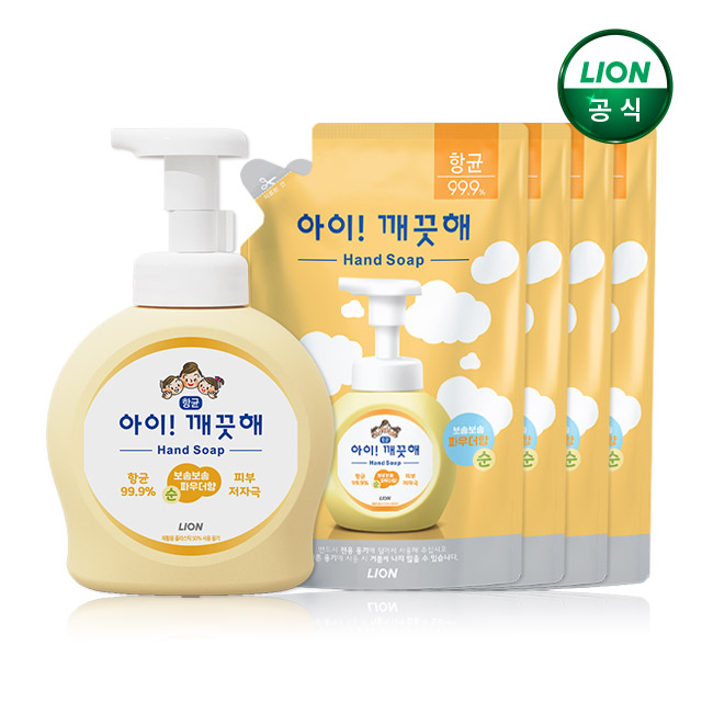 아이깨끗해 핸드워시 490ml 본품+450ml 리필 4개