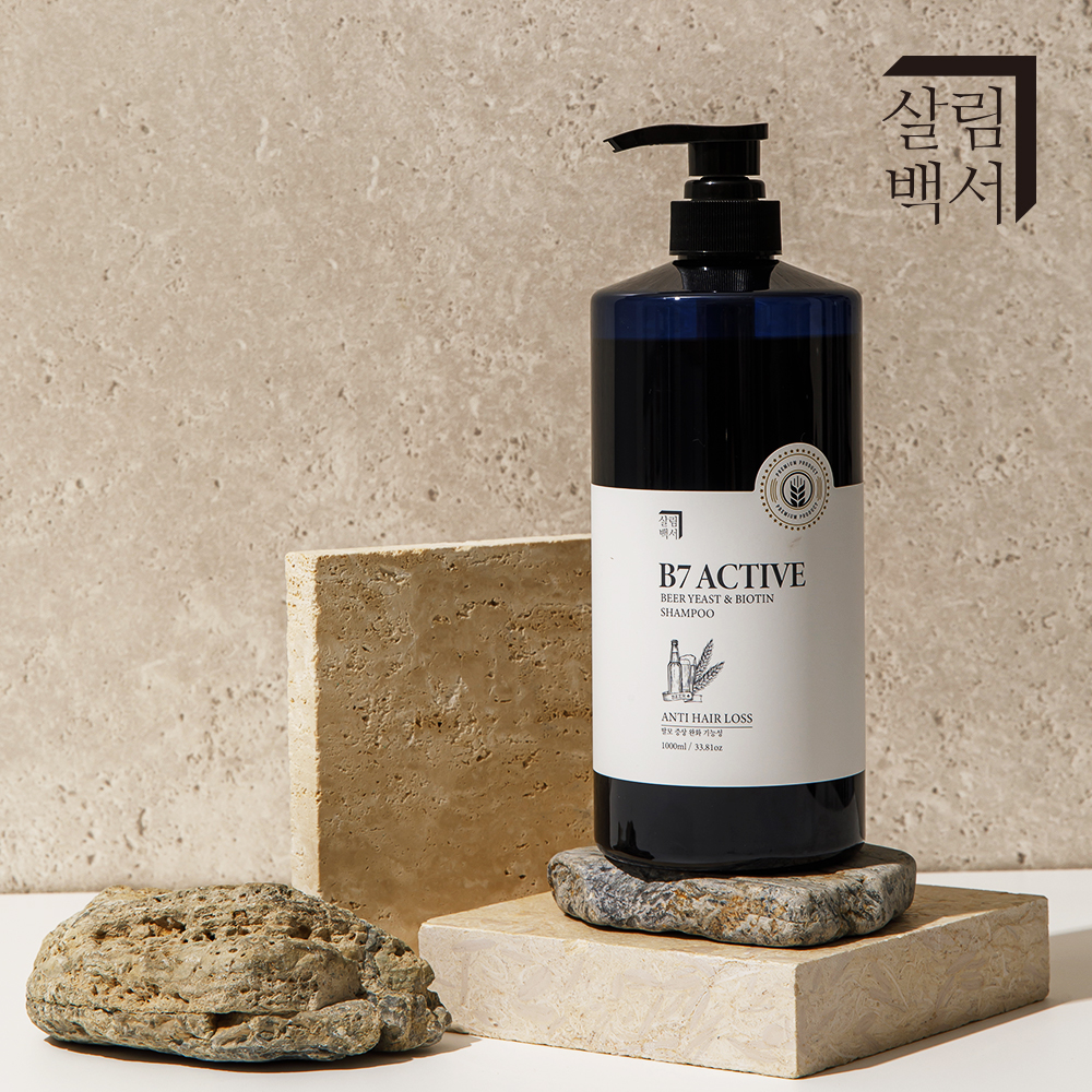 1+1 살림백서 탈모 샴푸 엑티브B7 맥주효모 앤 비오틴 1000ml 남자 여자 바이오틴
