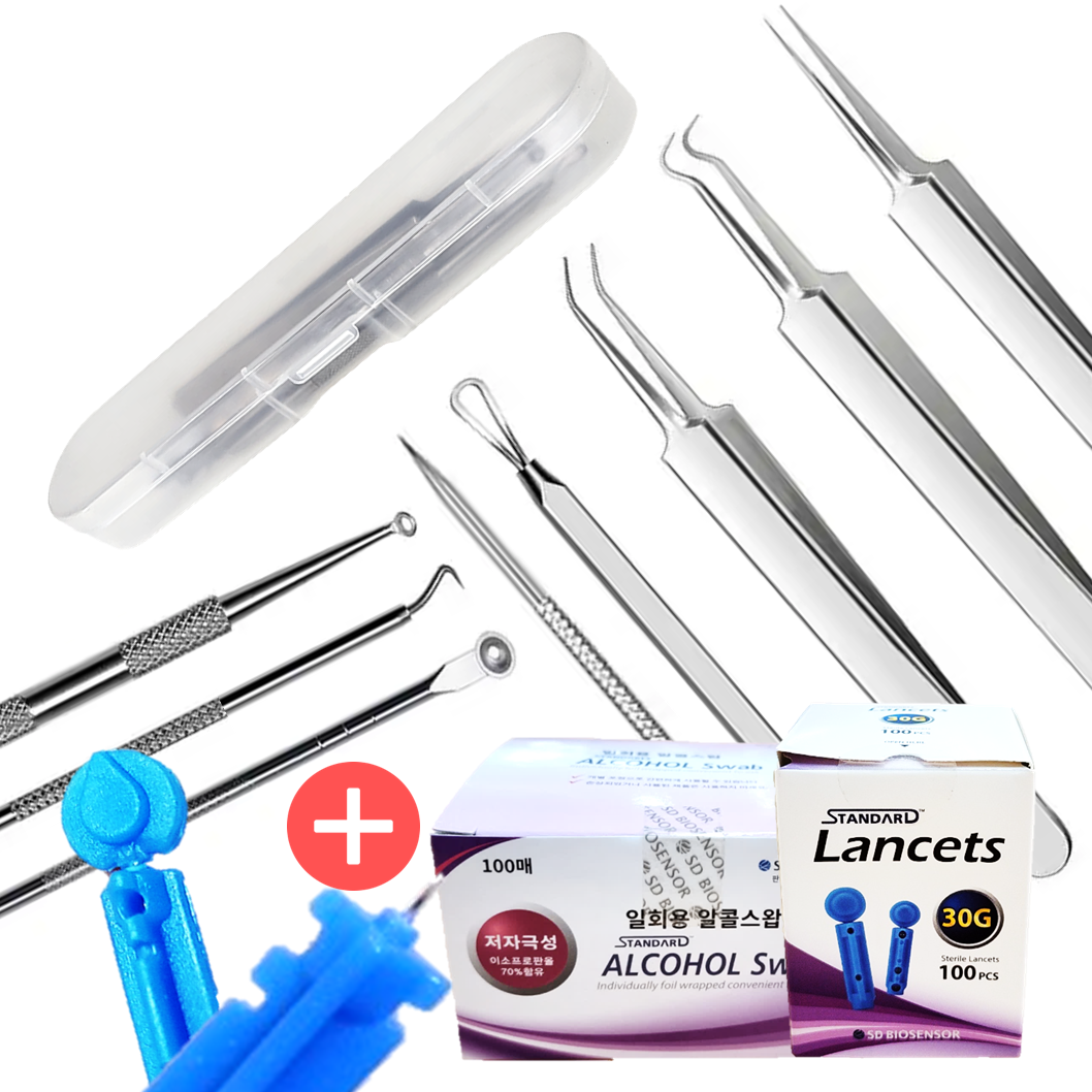 의료용 여드름 압출기 압출바늘 핀셋 얼굴 피지압출기 셀프제거 제거기 비립종 짜는도구