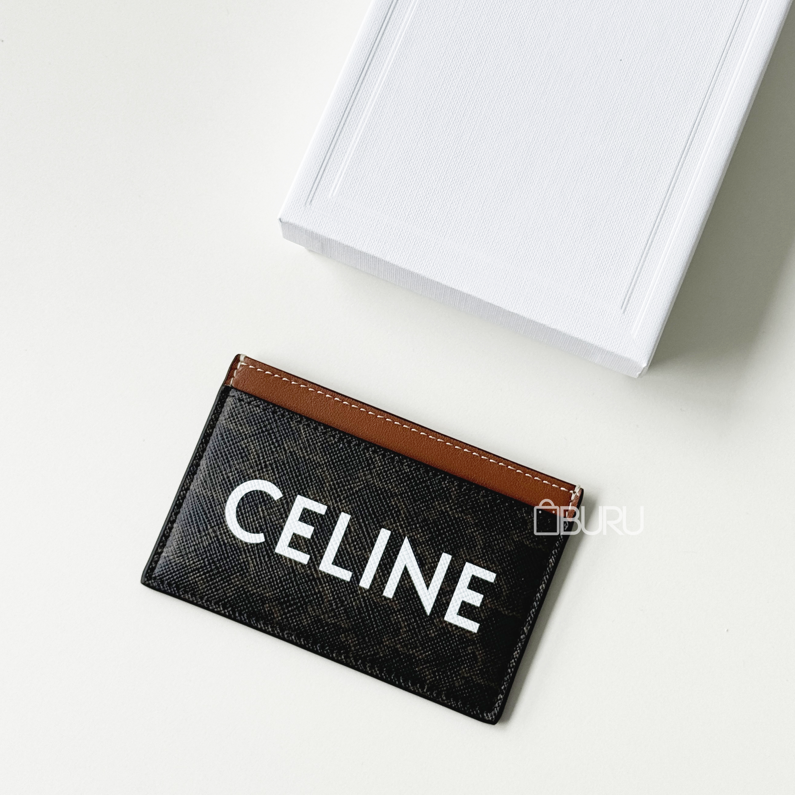 셀린느 카드지갑 트리오페 캔버스 탠 가죽 블랙 여성 카드홀더 모음