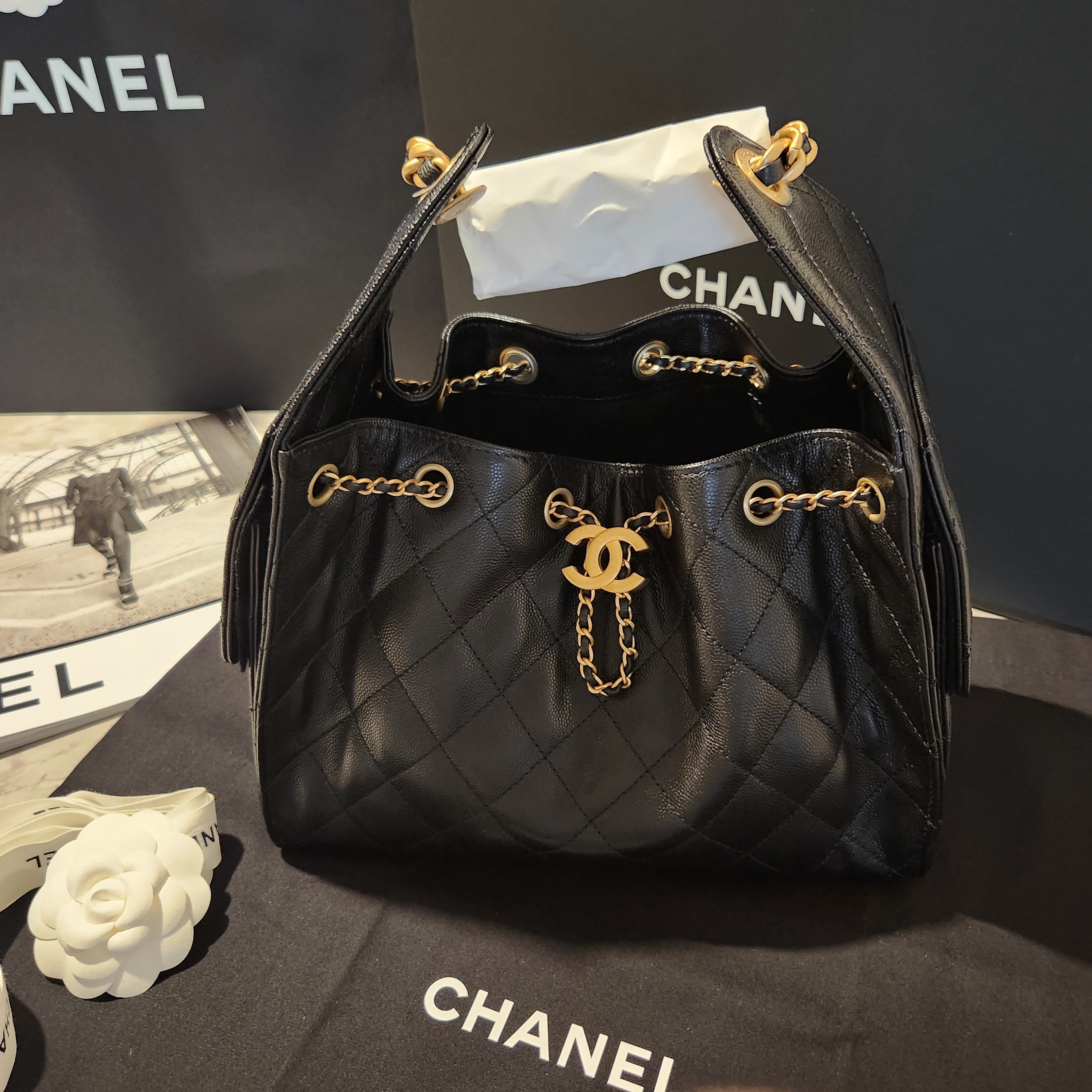 (국내백화점) 샤넬 25백 스몰 캐비어 블랙 화이트 실버 펄네이비 제니백 AS5293