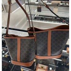 셀린느 트리오페 캔버스 버킷백 스몰 미디엄 여성 숄더백  탄 191442CAS 04LU