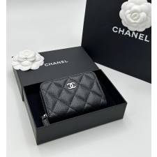 샤넬 클래식 지퍼돌이 카드지갑 캐비어 블랙 은장 금장 AP0216