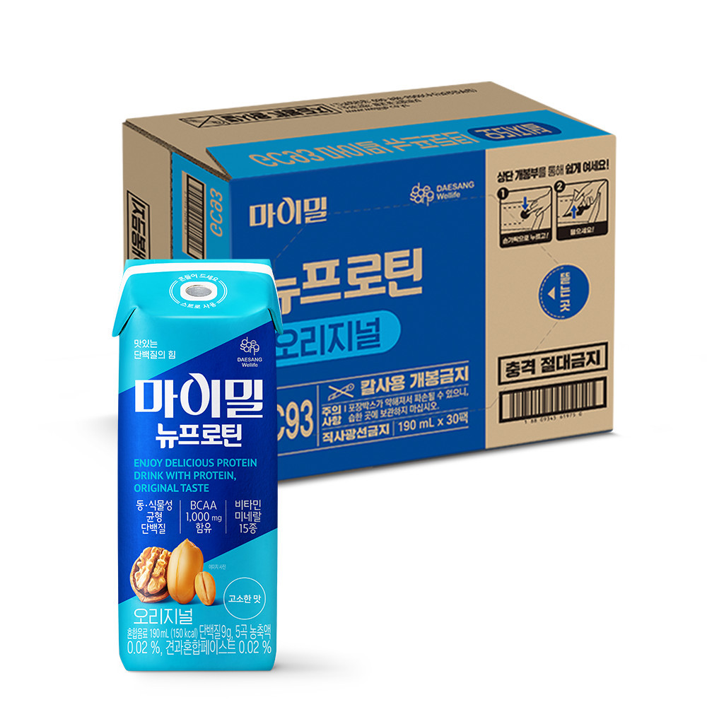 대상웰라이프 마이밀 뉴프로틴 오리지널 190 mL 30팩 단백질 음료