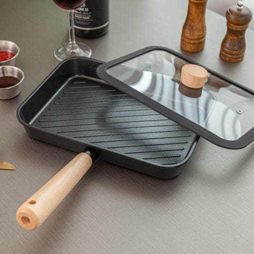 델라고 주물팬 생선구이 스테이크 인덕션그릴 팬 우드 IH