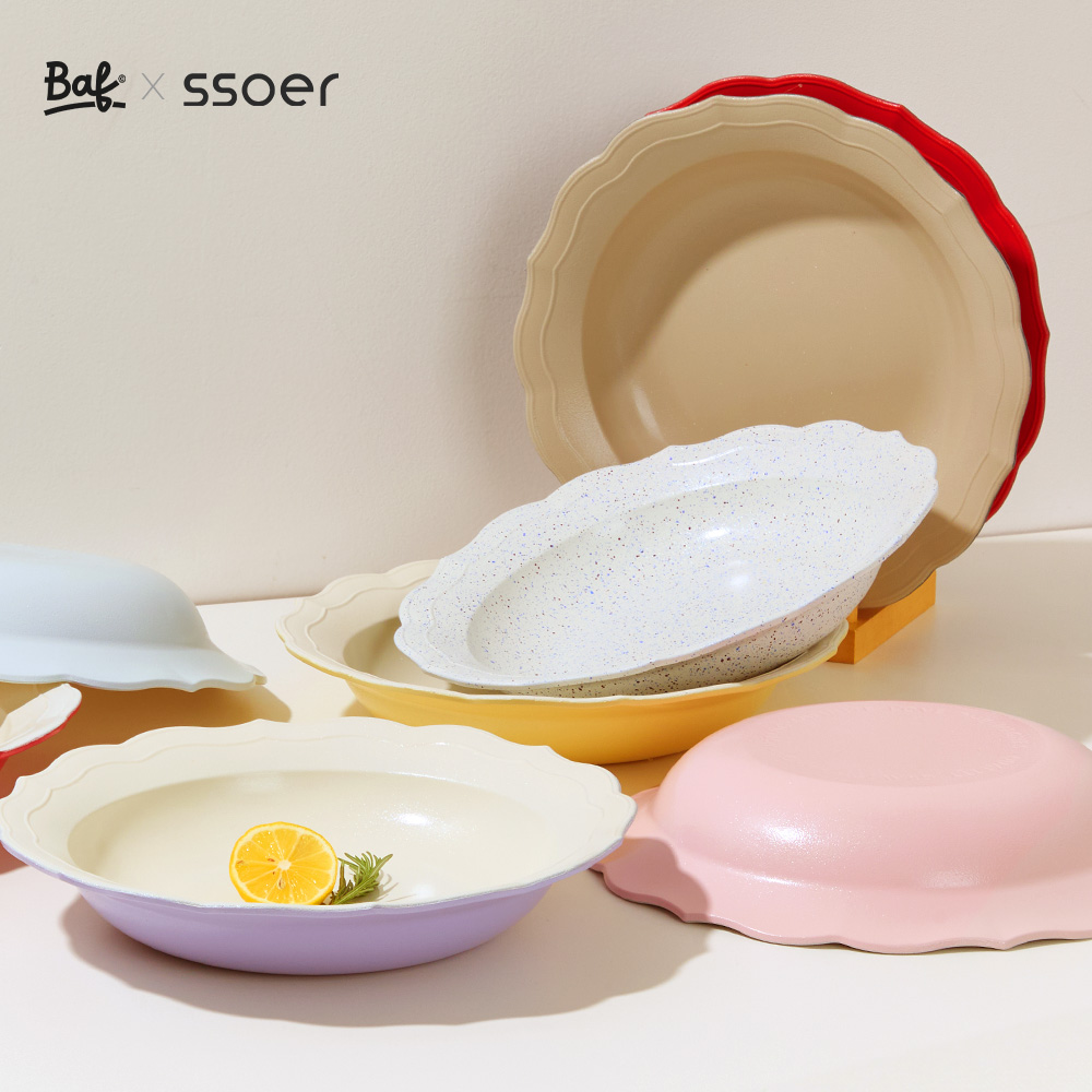 BAF SSOER 콜라보 IH 요리접시 라운드 만능 원형 요리팬 세라믹 코팅 프라이팬